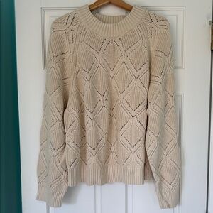 Cozy 100% Cotton Cream Knit Sweater